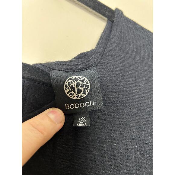 Women’s Size 2X Bobeau Black Short Sleeve Flowy Blouse Plain Shirt - Picture 2 of 3